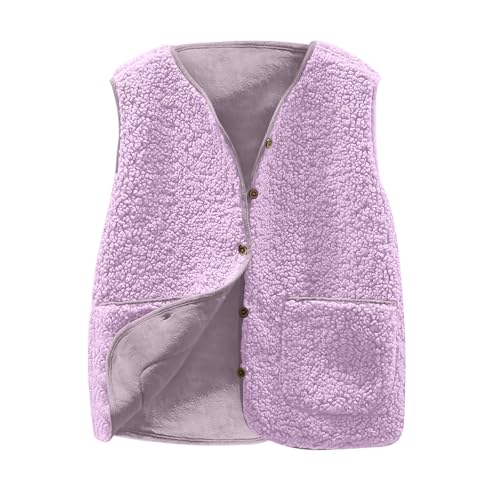 Gilet en polaire chaude pour femme sans manches et col en V à boutons doux