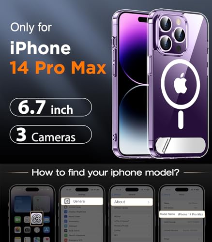 Image of Magnetic Compatible with iPhone 14 Pro Max Case, [Built-in Invisible Kickstand][Compatible with MagSafe] [Military Grade Shockproof] Slim Thin Phone Case for iPhone 14 Pro Max 6.7 inch