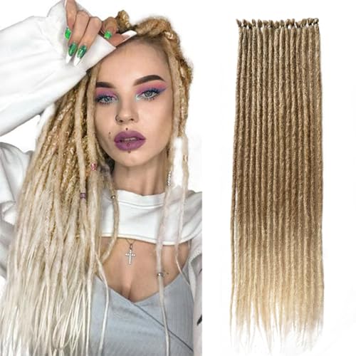 Paraglame Dreadlock Extensions 24 Inch 5 Strands Thin Ombre Blonde Color Single Ended Braid in Synthetic Dreadlocks Extension for Women and Men (5 Strands, 27/613)