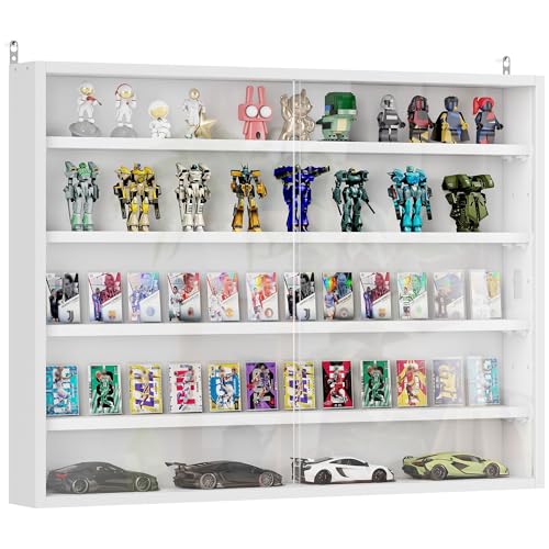 HOMCOM 5-Tier Display Cabinet, Glass Door Cabinet with...