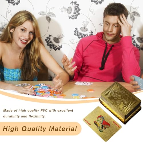 Pokerkartenspiel, Pokerkarten aus Goldpapier | Pokerschreibtisch aus Goldpapier, tragbare Freizeit-Tischkarten für Festivals, Partys, Versammlungen – Bild 4