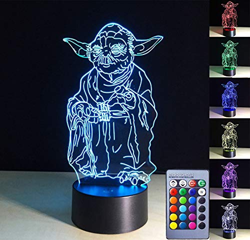3D Lamp Yod,3D Illusion Night Light 7 Colors Changing Lamp with Remote Control,Table Desk 3D Led Lamp Home Decoration Gifts for Children Kids Bedroom,Living Room,DiningRoom