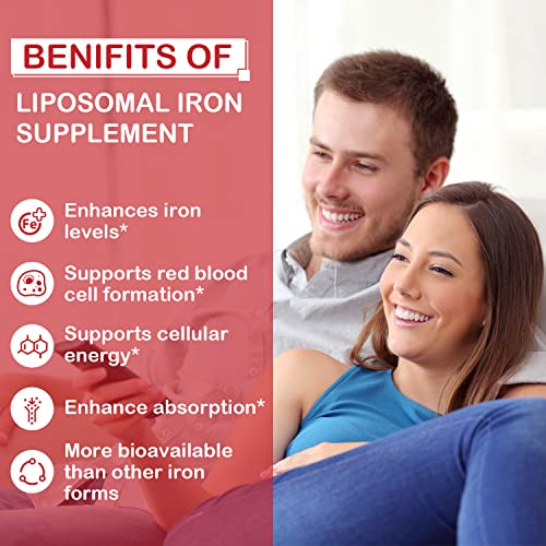 Liposomal Fe Iron Supplement For Women,65 Mg Iron Supplements With Folic Acid & Vitamin B12 For Men,Red Blood Cell Production,Energy Support For Adults Iron Deficiency 60 Softgels(1 Bottle) #TOP5