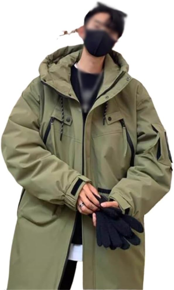 VIDI Hooded Down Suit Men's Winter White Duck Warm Casual Overalls Coat Long