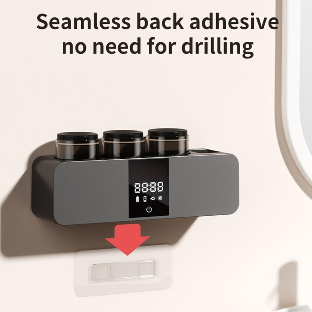 Supporto per Spazzolini con Disinfezione UV, Ricaricabile USB, Display LED, Organizer da Parete con Diffusore di Aromaterapia.