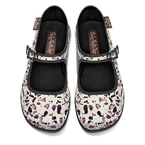 Image of Hot Chocolate Design Chocolaticas Funky Canvas Women's Mary Jane Flat Shoes, Terrazo, 6 UK