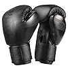 Boxing Gloves Kickboxing Muay Thai Punching Bag MMA Pro Grade Sparring Training Fight Gloves for Men & Women (Black, 10oz)