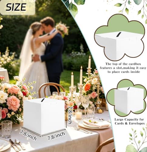 Image of SietDESEO White Card Box with Slot Money Gift Card Box Holder for Party Wedding Reception Birthday Graduation Bridal Shower Baby Shower Diaper Raffle Box