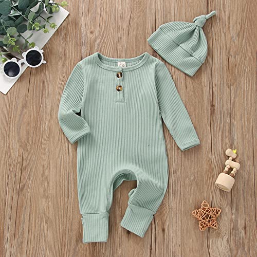 Image of CIYCUIT Newborn Baby Boy Girl Romper Clothes Infant Solid Ribbed Onesie Bodysuit Jumpsuit Outfits