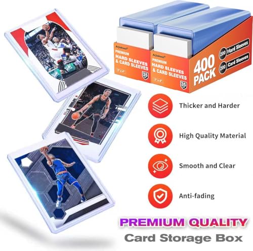 Image of 1000 Card Sleeves Top Loaders for Cards, Arjiekwei 3 inchX4 inch Baseball Cards Protectors Hard Plastic, Premium Toploaders Holder for Trading Sports Football Game Card(500 Top Loaders + 500 Penny Sleeves)