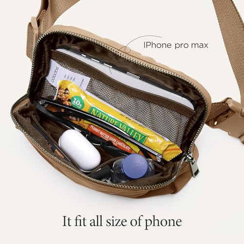 Image of ODODOS Unisex Mini Belt Bag with Adjustable Strap Small Fanny Pack for Workout Running Traveling Hiking, Caramel