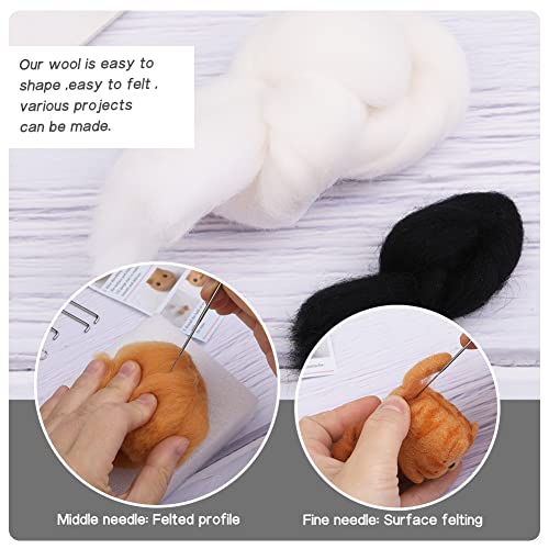 Image of QMNNMA Needle Felting Kits for Beginners, Cow Cat Wool Felting Kit