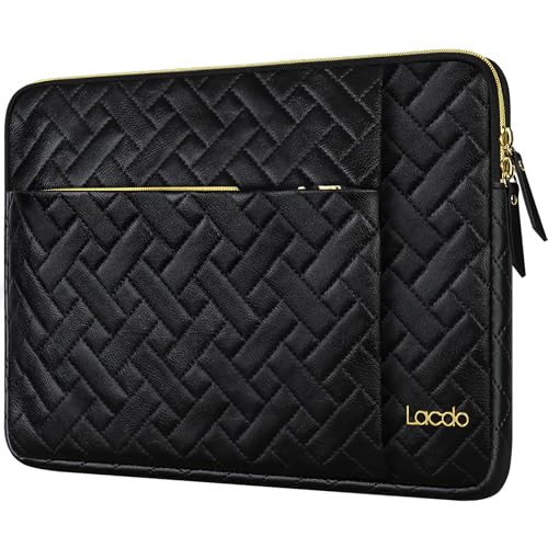 Image of Lacdo Laptop Sleeve Case for 14 inch New MacBook Pro M3 Pro Max / M3 / M2 / M1 Pro Max A2992 A2918 A2779 A2442 2023-2021, 13.5 inch Microsoft Surface Laptop 6 5 4 3 2 1 Computer Bag, Elegant Black