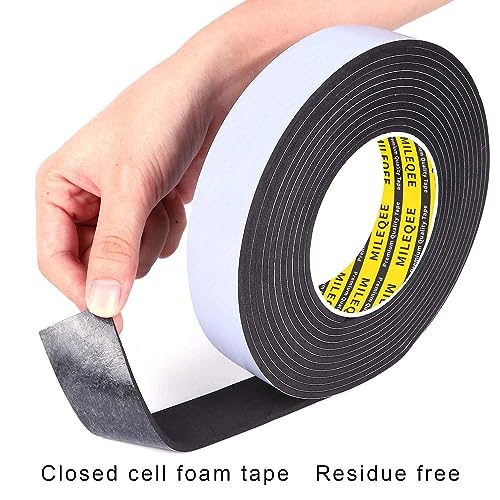 Image of Single-Sided Adhesive Foam Tape EVA Black,0.8in x 16.4FT | Multipurpose Sponge Sealing Strip Window Door Insulation Table Edge Protector Wall Bumper Guards