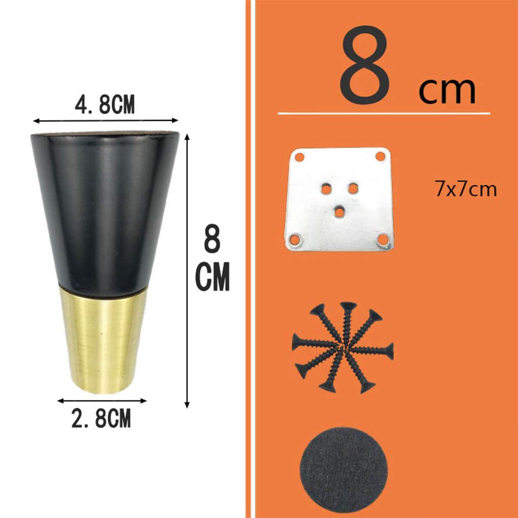4 piedini di ricambio conici in legno massello, gambe in legno, per mobili da tavolo, per divano, letto, sedia, divano, gambe in legno (8 cm)