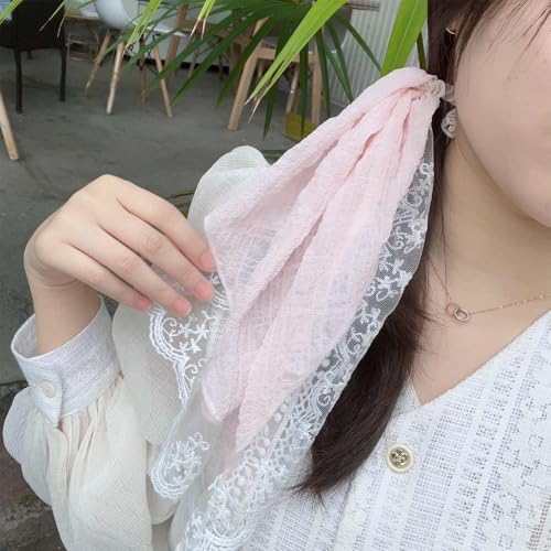 Sweet Flower Triangle Hair Scarf Women Girls Square Scarf Headband Korean French Pastoral Headdress Summer Lace Headwear4