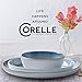 Corelle Stoneware Dinnerware Set, Handmade Reactive & Solid Glazed Ceramic Plates and Bowls, Modern Rustic Style Round Dishes, Service for 4, Nordic Blue 16 PIECE SET