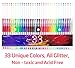 TANMIT Glitter Gel Pens, 33 Colors Neon Glitter Pens Set Gel Art Markers with 40% More Ink for Adult Coloring Books, Drawing, Journaling, Doodling