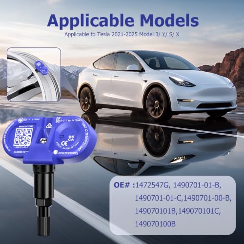 Image of TPMS Sensor, 1 Pc Bluetooth Tire Pressure Sensor for 2020-2025 Tesla Model 3, Model Y, Model S, Model X Tire Sensor Replacement, Replacement OE# 1490701-00-B, 1490701-01-B, 1490701-01-C