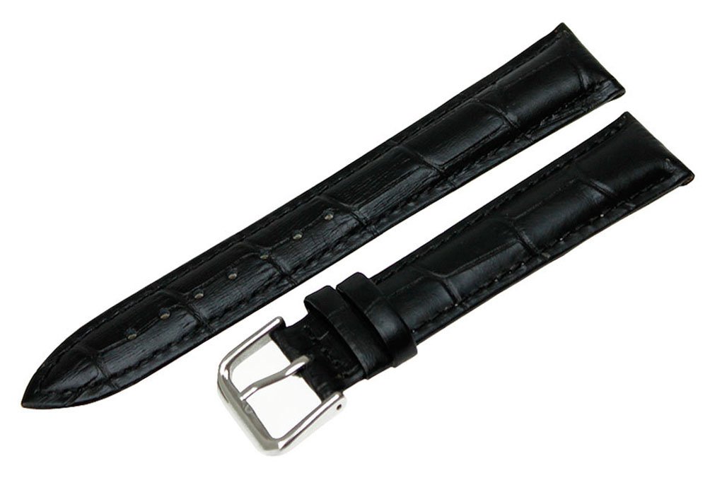 RECHERE Replacement Leather Watch Band Strap Alligator Crocodile Grain Pin Buckle Black Brown Blue White Red