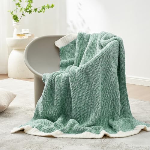 Image of Snuggle Sac Green Throw XL Blanket 50x70,Super Soft Warm Blankets Oversized Throw Knit Blankets Fuzzy Plush Blanket, Heather Green, 50x70 inches