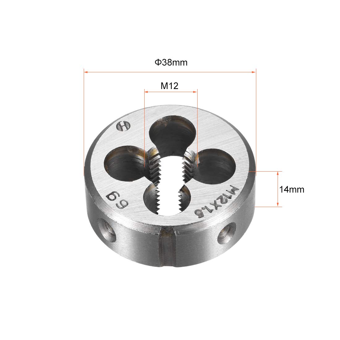 sourcing map Terraja, Terrajas de Roscar Métricas M12 X 1,5, Terraja Redonda 38mm Diámetro Exterior, Troquel para Roscar a la Derecha, Aleación de Acero