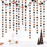 Cheerland Glitter Black Orange White Dot Circle Garland Halloween Hanging Decoration Haunting Banner...