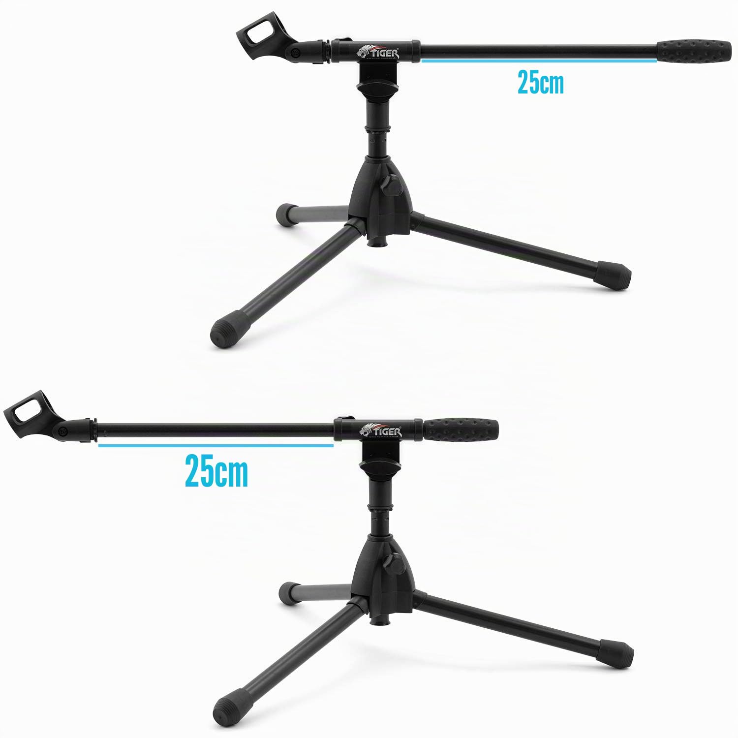 TIGER MCA49-BK Supporto corto per microfono a braccio da tavolo e da pavimento – Bass drum, cab per chitarra Mic Stand