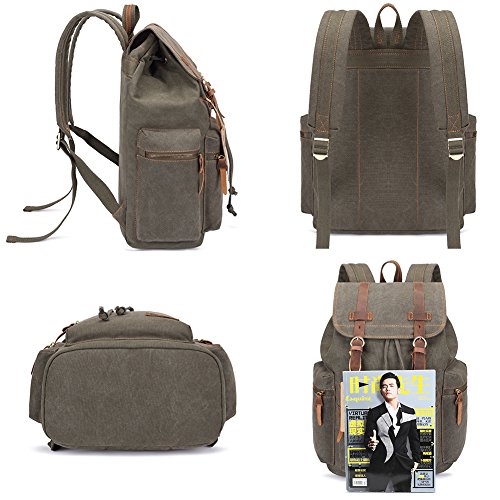 Bluboon Canvas Vintage Backpack Leather Casual Bookbag Men Rucksack thumb #4