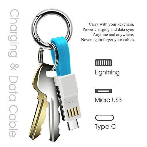 Keychain Charger Magnetic Portable Charging Cable 3 In 1 Multi Short Small Fast Charging Cord Compatible All Smartphones Smart Device (Blue) #TOP1