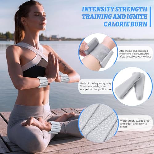 Image of BECOJADDE Ankle Weights for Women Wrist Weights Set of 2 (1 lb /2 lb Each) Adjustable Arm Leg Weight for Womens Men Suitable for Walking Swimming Running Pilates Yoga Gym