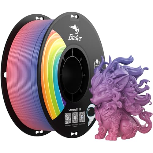 Creality 3D Printer Filament 1.75mm, Rainbow PLA+ Filament No-Tangling Strong Toughness Vacuum Packaging Multi-Color 3D Printing PLA Filament Fit Most 3D Printers Pla+ Rainbow