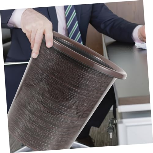 Caneca de basura rectangular de plástico con diseño madera 13 galones miniatura 2