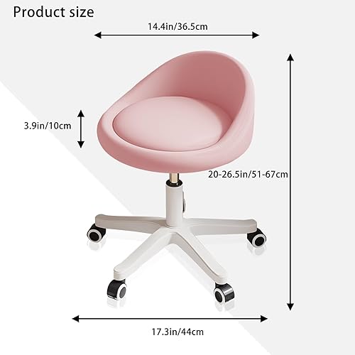 Miniatura 2 de Taburete con Ruedas – Asiento Giratorio Ergonómico, Altura Ajustable, Ruedas Ultra Silenciosas, Cojín Acolchado de Cuero PU, para Salón, Oficina,