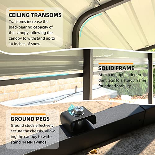 Mellcom 10 X 15 Ft Carport With Galvanized Steel Roof - 10' X 15' X 8.4' Multi-Use Shelter, Sturdy Metal Carport For Cars, Boats, And Tractors #TOP5