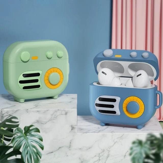 Image of Dezet Cute Soft Silicone Pouh Case for Airpods Pro GEN-2 (2022) � 3D Cartoon Animal Character Cover with Keychain Ring, Shockproof & Dustproof Protective Case for Kids & Girls (REDIO Green)