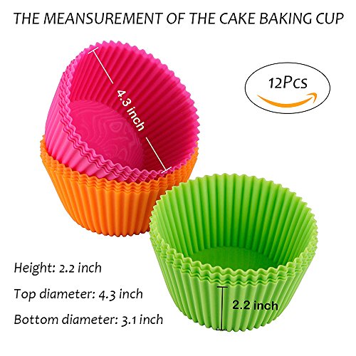 Webake Silicone Baking Cups 4.3 Inch Jumbo Reusable Cupcake Liners, Giant Cupcake Mold Non-Stick Extra Large Muffin Pans Big Cupcake Holders (Pack Of 12) #TOP2