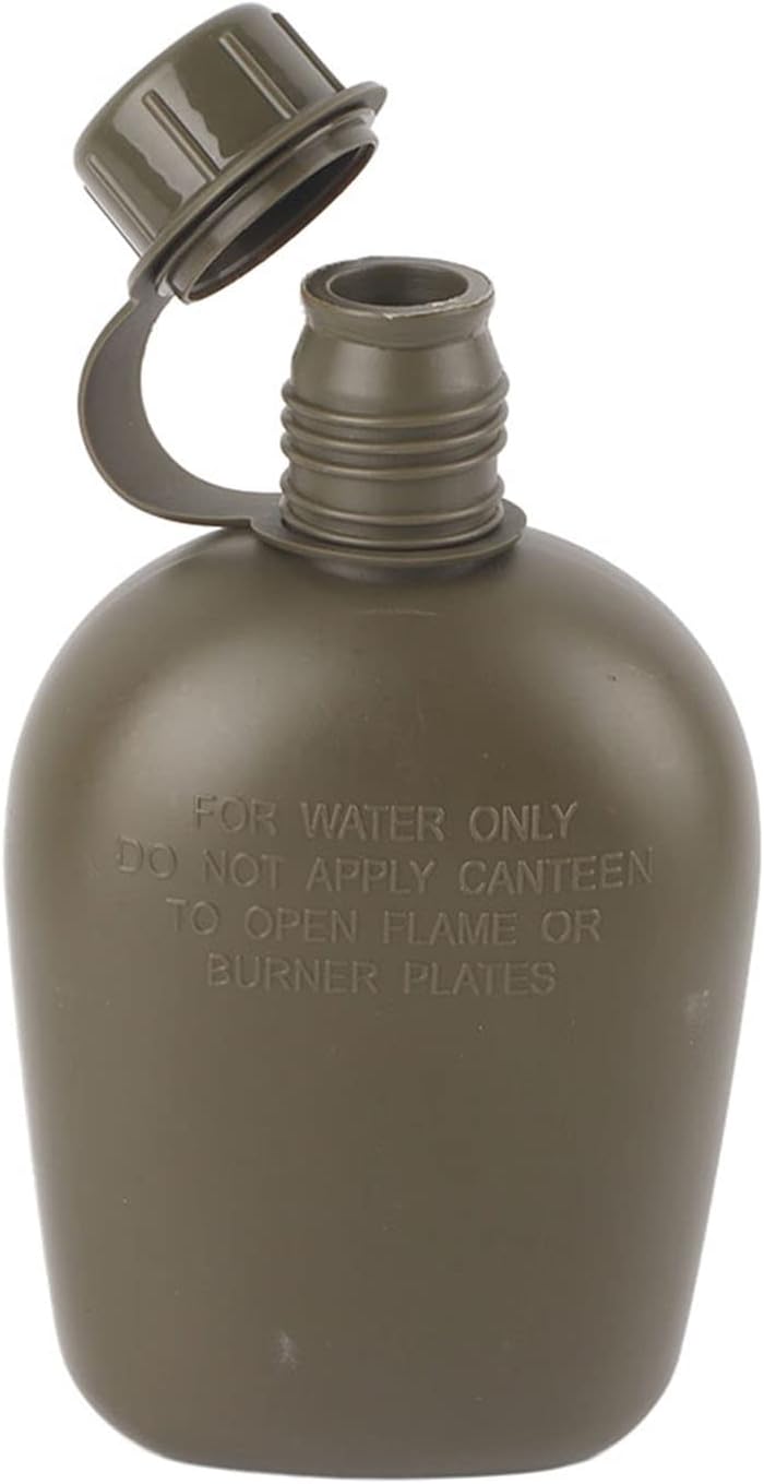 flexman Portable Lightweight Military Canteen, 1L Camouflage Kettle Water Bottle with Aluminum Lunch Box Set for Camping Hiking Climbing Fishing Travel