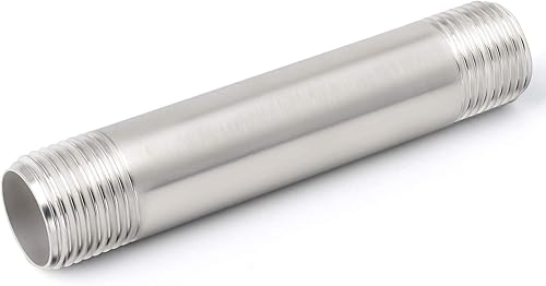 Miniatura 162 de TAISHER 2 accesorios de tubería de acero inoxidable, 1/2 "NPT x 1/2" NPT macho roscado, tubo fundido de pezón de 6 pulgadas de longitud 1.969 in
