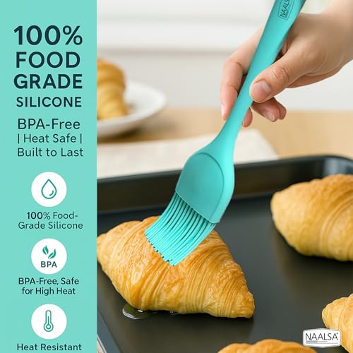 Image of NAALSA GLENZ Silcione Oil Brush with Steel Core, 27.5 cm 11inch Length, Heat Resistant up to 230C Brush for Kitchen, Dosa Tawa, Baking & Grilling (1pc Brush)