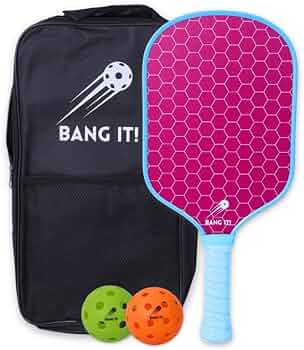 Bang It! Printed Pickleball Paddle Set | Pickle Ball Racket Carbon Fiber Paddle+2 Pickleball Ball+1 Pickle Ball Bag| USAPA Approved | Honeycomb Core |...