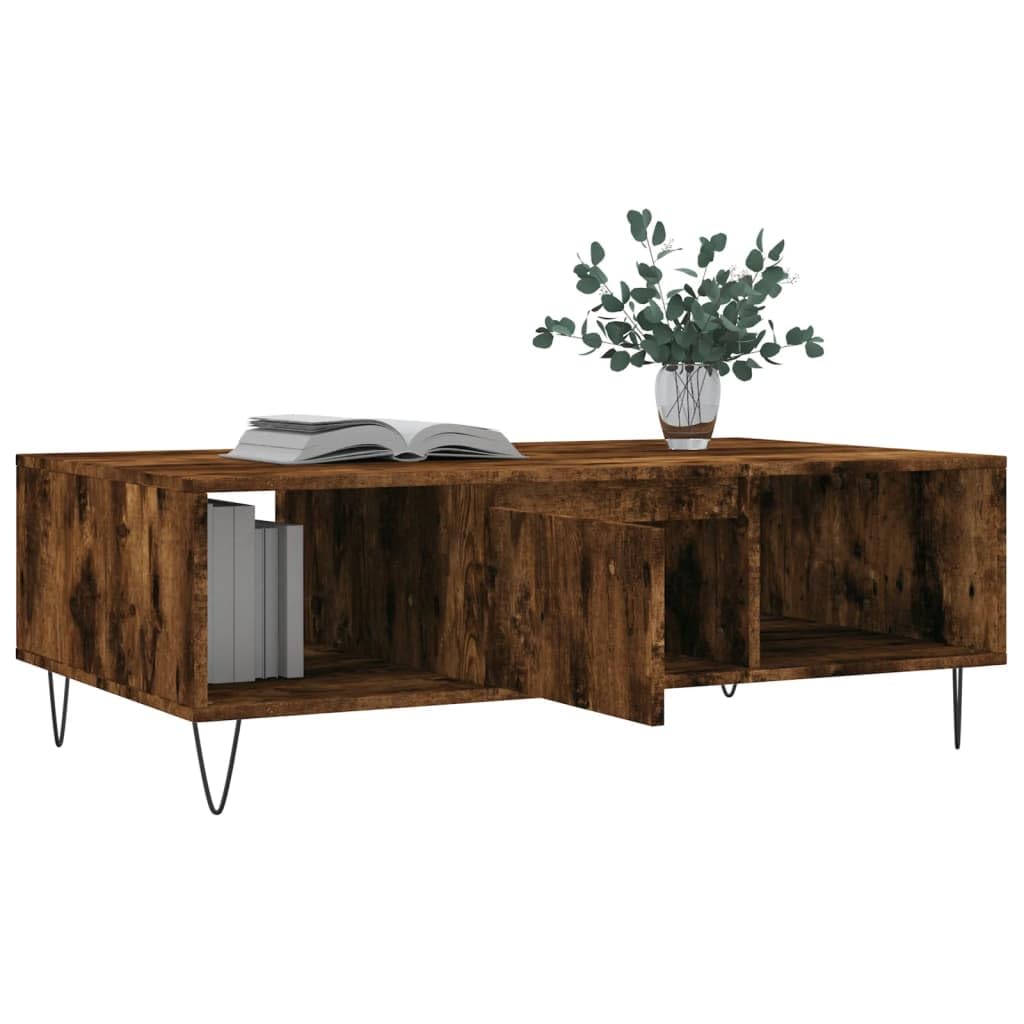 Homgoday Tavolino da caffè in rovere fumé, 104 x 60 x 35 cm, in legno ingegnerizzato, tavolino da tè per soggiorno, sala d'accoglienza degli ospiti, camera da letto e mobili da ufficio