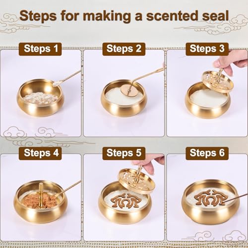 12 Pcs Incense Burner Kit, Brass Incense Making Kit, Incense Seal Mold Incense Cone Tower Mold Incense Holder for Yoga Meditation Home Fragrance - Thumbnail 6