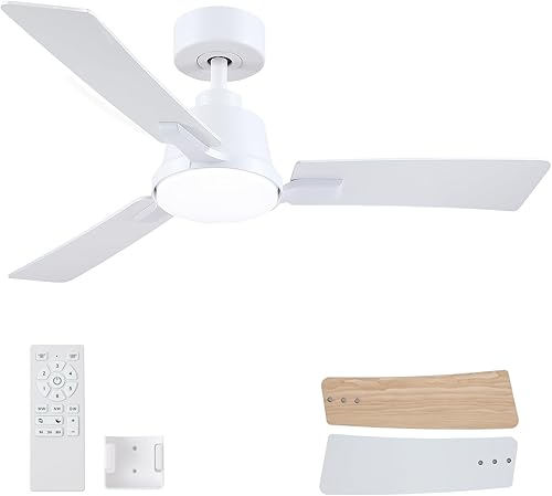 Miniatura 12 de Ventiladores de techo de 42 pulgadas con luces, ventilador de techo de perfil bajo, montaje empotrado moderno, reversible, 6 velocidades,