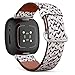 CJBROES Replacement Leather Watch Band, Compatible with Fitbit Versa 3 and Fitbit Sense of Wristband Bracelet Accessory - Doodle-dots-Tiles-Herringbone