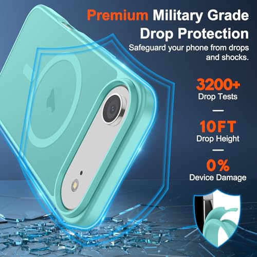 Image of SUPFINE Magnetic for iPhone Air Case (Compatible with MagSafe)(Military Grade Drop Protection) Slim Translucent Matte Shockproof with Anti-Fingerprint Phone Cover for 17 Air,Blue Green