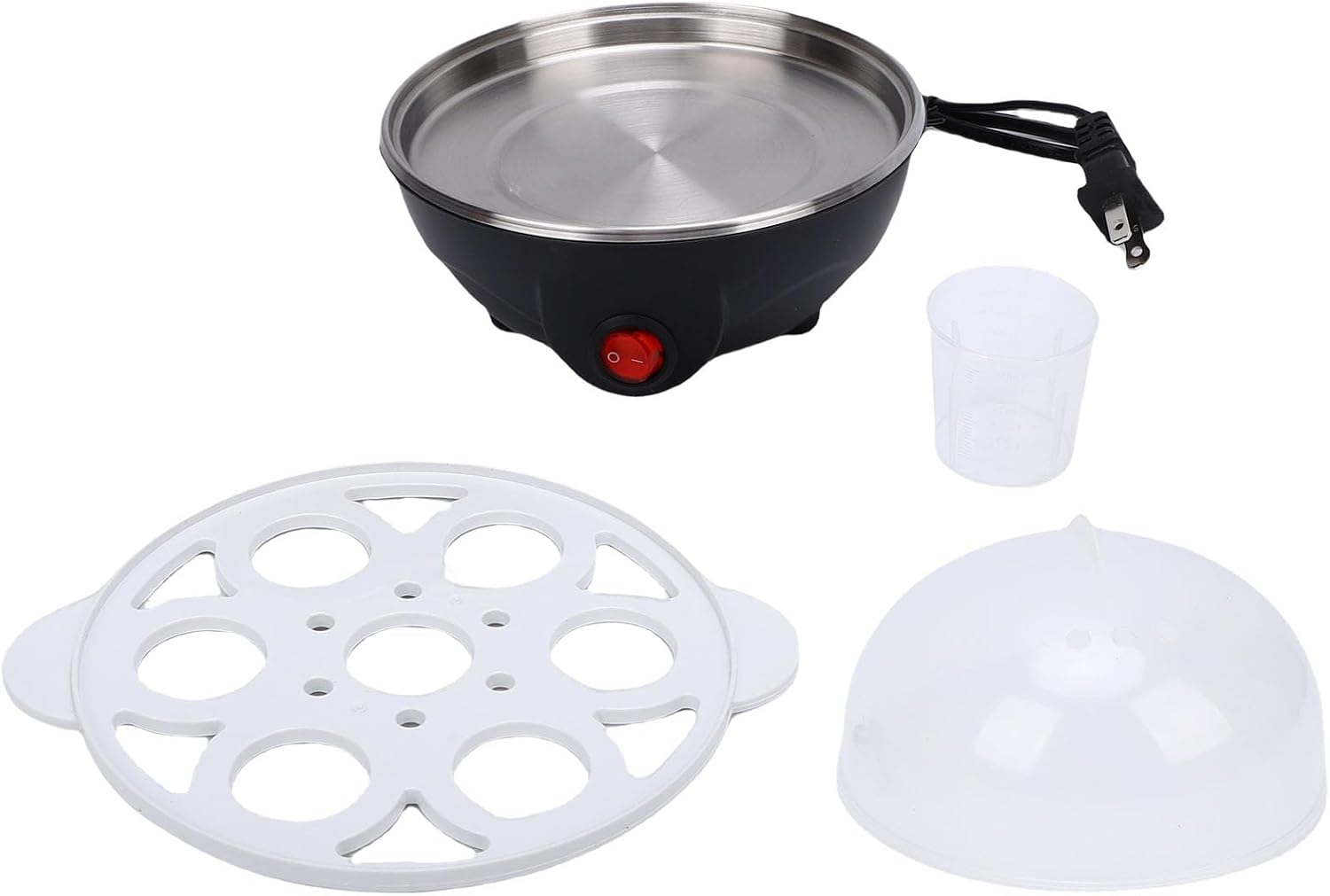 Asixxsix Electric Egg Cooker, 7 Egg Capacity Rapid Boiler with Stainless Steel Heating Plate, Automatic Shut Off, for Hard Soft Medium Boiled Eggs, Steamer and Omelet Maker (US Plug 110V)