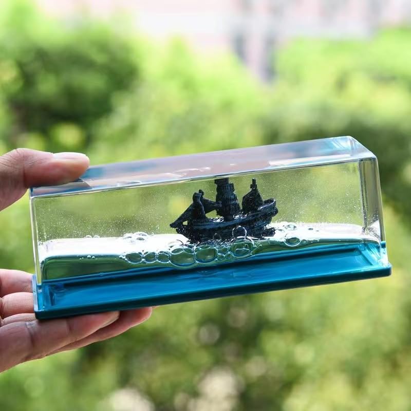 Bouteille De Dérive Fluide Avec Bateau Insubmersible – Déco Relaxante En Acrylique, Effet Océan Apaisant