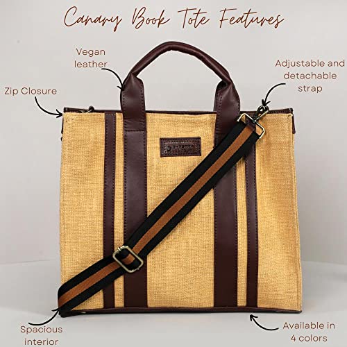Image of Book Tote Handbag | Handloom Woven Cotton And Vegan Leather | Laptop | Tote Bags for Women For Office Use, Work | Ladies Stylish Shoulder Bag | Ethically Sourced, Lightweight