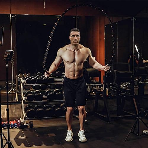 Image of Leosportz Weighted Jump Rope for Boxing - Heavy Skipping Rope for Pro Athelets | 25 mm Thick Battle Jump Rope for Men Women Adults Boxing Pro Training Workout (Black-yellow)